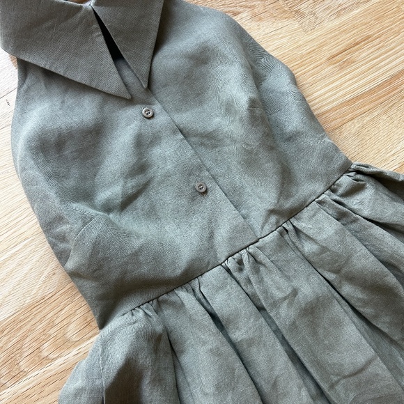 Piece of White Aida Dress Backless linen A-line small gown summer - Picture 4 of 9